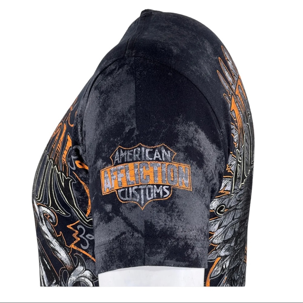 Affliction Men's T-Shirt AC OUTBACK Skull Biker Black Tattoo S-5XL - Picture 9 of 9